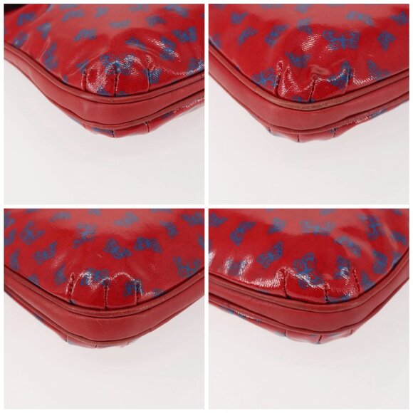 BOTTEGA VENETA Butterfly Shoulder Bag PVC Canvas Red Gold Auth 143758 - Picture 16 of 16